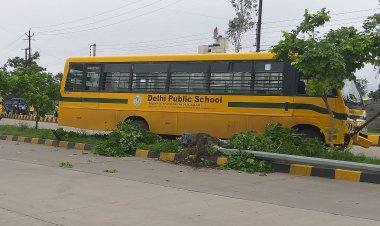 एक बार फिर डीपीएस की बस दुर्घटनाग्रस्त 
