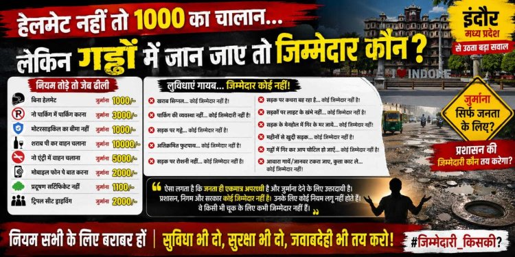 हेलमेट नहीं तो 1000 का चालान… लेकिन गड्ढों में जान जाए तो जिम्मेदार कौन?”