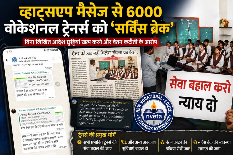 व्हाट्सएप मैसेज से 6000 वोकेशनल ट्रेनर्स को ‘सर्विस ब्रेक’