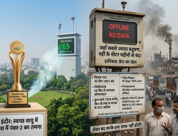 इंदौर को स्वच्छ वायु में देश में नंबर-2 का तमगा, पर हकीकत में 'डेटा का खेल': सबसे प्रदूषित इलाकों के मीटर बंद, फिर कैसे मिला अवॉर्ड?