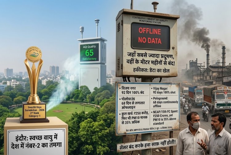 इंदौर को स्वच्छ वायु में देश में नंबर-2 का तमगा, पर हकीकत में 'डेटा का खेल': सबसे प्रदूषित इलाकों के मीटर बंद, फिर कैसे मिला अवॉर्ड?